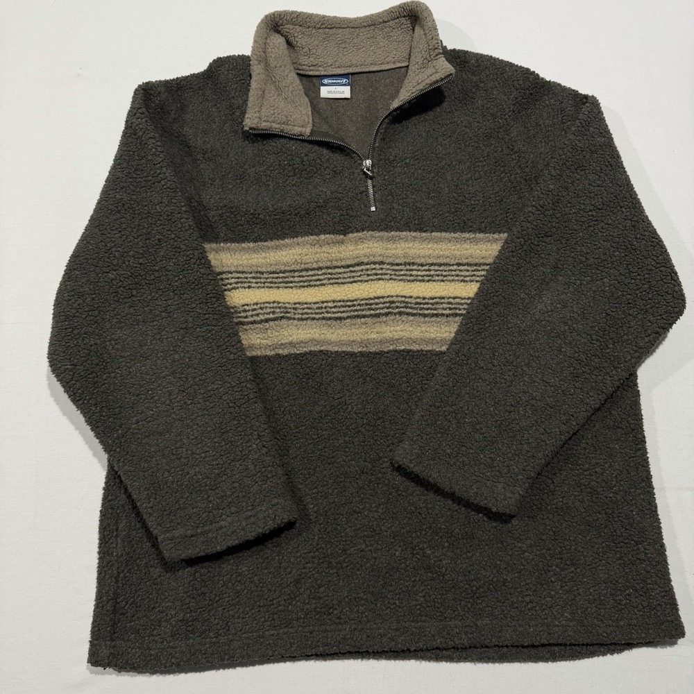 VTG Sideout Deep Pile Fleece Jacket Mens L 1/4 Zip Pullover USA Surf Skate Retro
